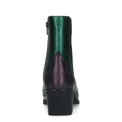Manfield Groene metallic leren cowboy laarzen^DAMES Enkellaarsjes