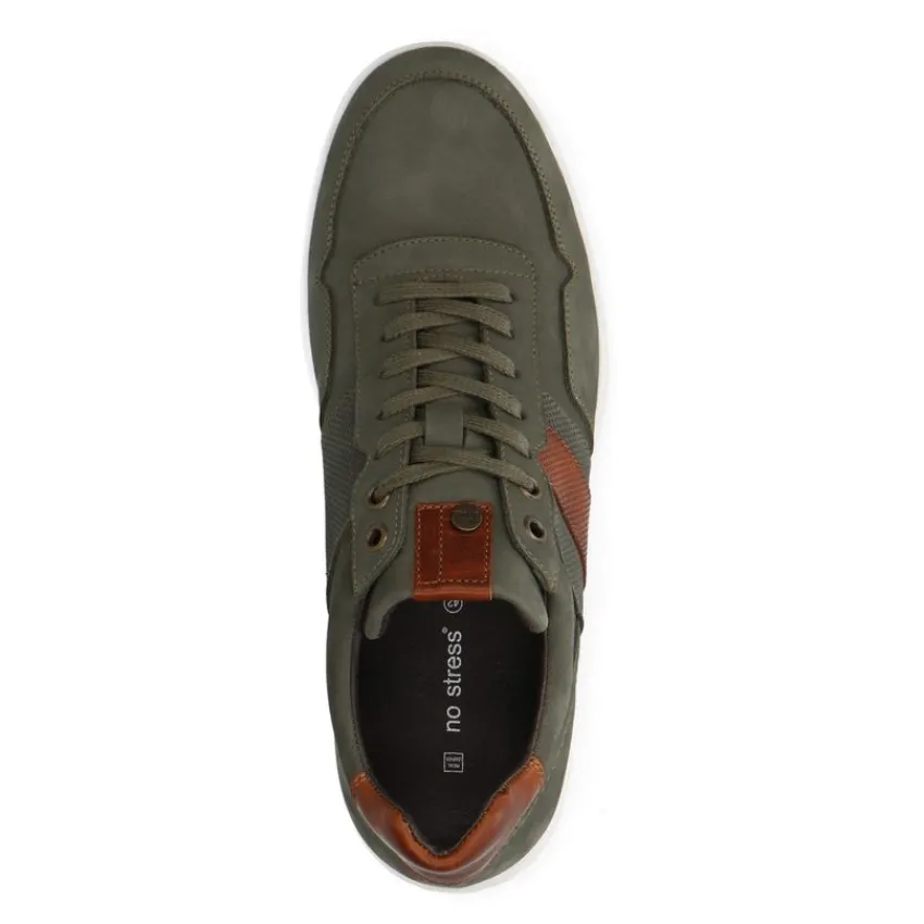No Stress Groene nubuck sneakers^Heren Sneakers