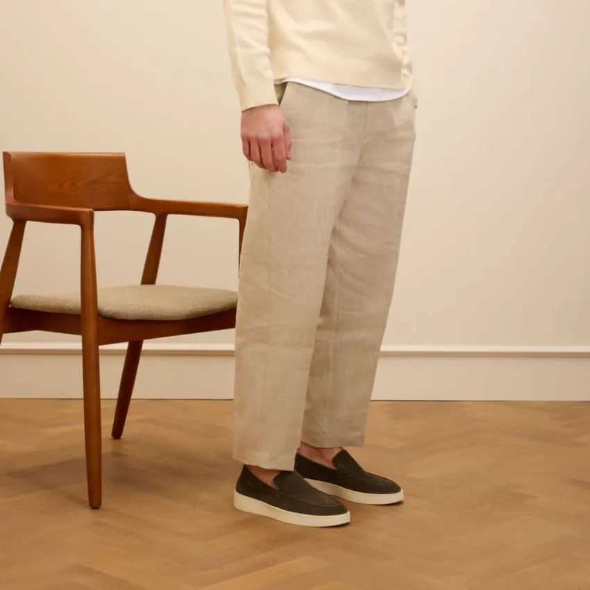 Manfield Groene suède loafers^Heren Loafers