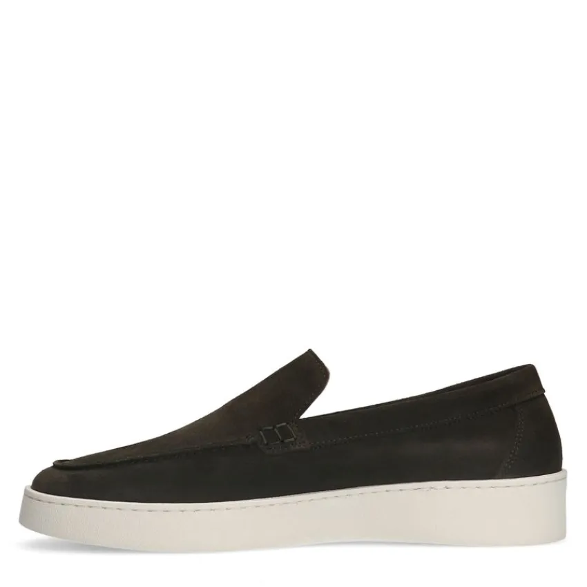 Manfield Groene suède loafers^Heren Loafers