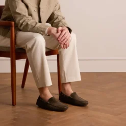 Manfield Groene suède loafers^Heren Loafers