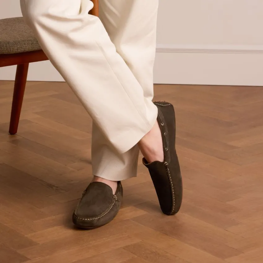 Manfield Groene suède loafers^Heren Loafers