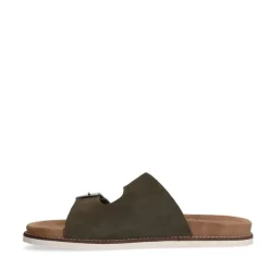 Manfield Groene suède slippers^Heren Slippers & Sandalen