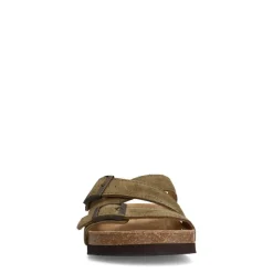 Manfield Groene suède slippers^Heren Slippers & Sandalen