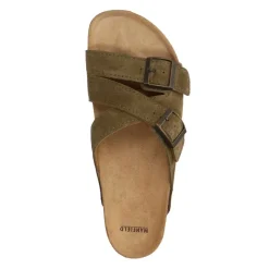 Manfield Groene suède slippers^Heren Slippers & Sandalen