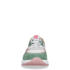 Manfield Groene suède sneakers met pasteltinten^DAMES Sneakers