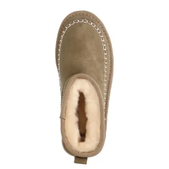 Manfield Groene suède snowboots^DAMES Enkellaarsjes