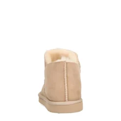 Manfield Hoge beige pantoffels met wollen voering^DAMES Pantoffels