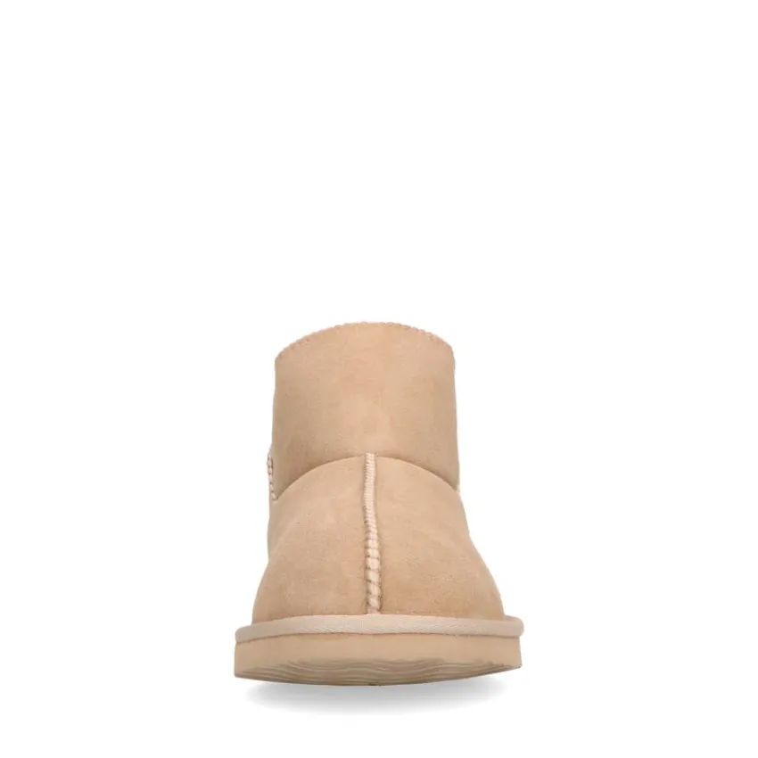 Manfield Hoge beige pantoffels met wollen voering^DAMES Pantoffels