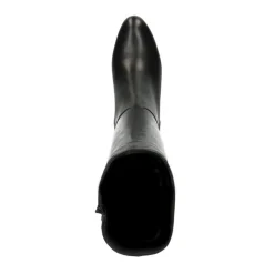 Manfield Hoge zwarte leren laarzen met ruime schacht^DAMES Laarzen