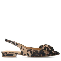 Manfield Leopard slingbacks met strik^DAMES Pumps|Slingbacks