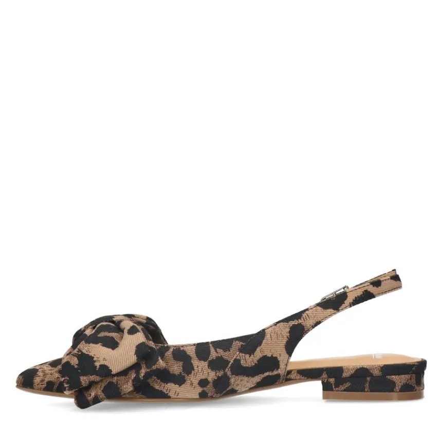 Manfield Leopard slingbacks met strik^DAMES Pumps|Slingbacks