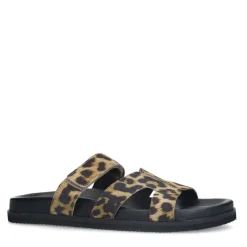 Manfield Leopard slippers met bandje^DAMES Slippers