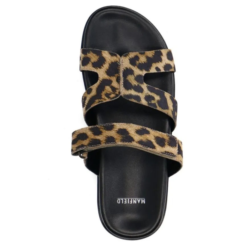 Manfield Leopard slippers met bandje^DAMES Slippers