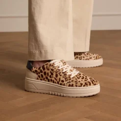Manfield Leopard sneakers met ponyhair^DAMES Sneakers