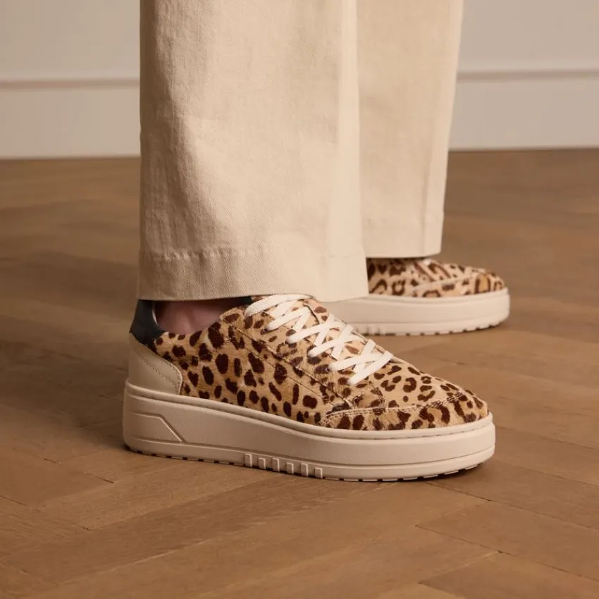 Manfield Leopard sneakers met ponyhair^DAMES Sneakers