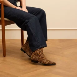Manfield Leopard suède chelsea boots^DAMES Enkellaarsjes