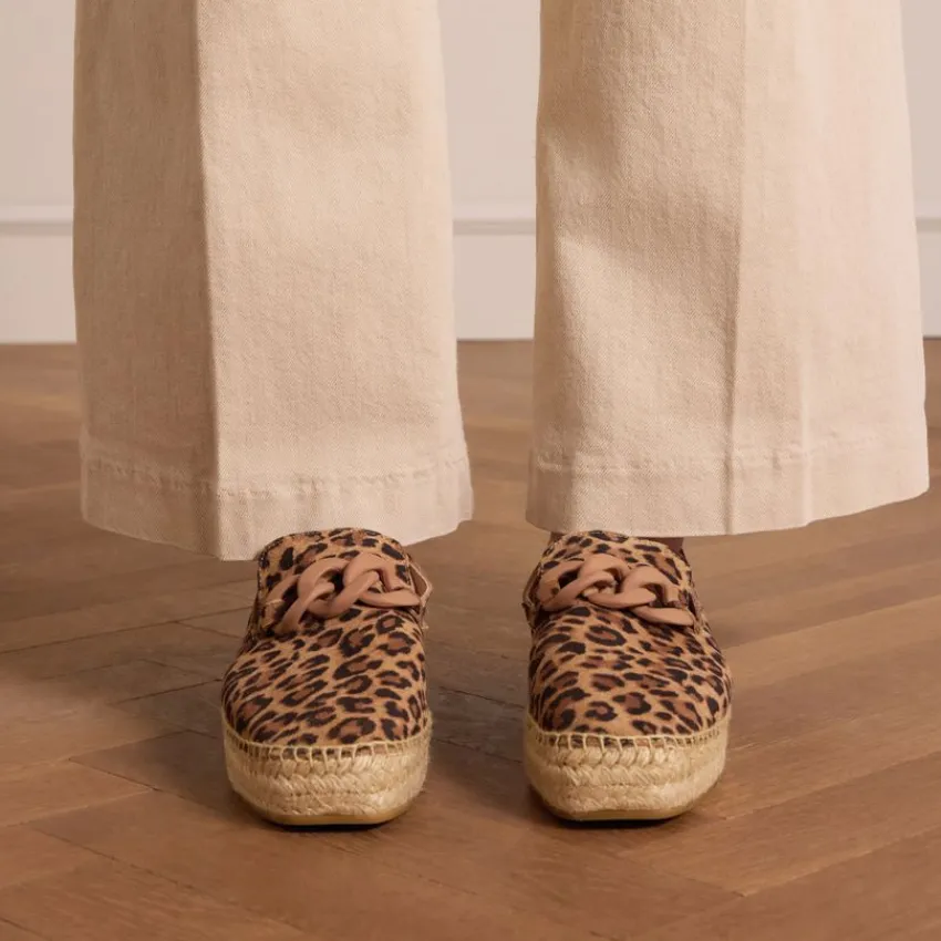 Manfield Leopard suède espadrilles^DAMES Espadrilles