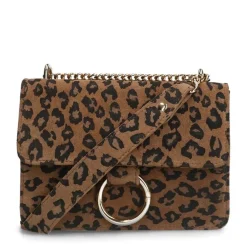 Manfield Leopard suède schoudertas^ Schoudertassen