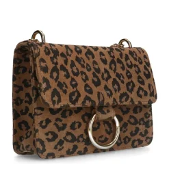 Manfield Leopard suède schoudertas^ Schoudertassen