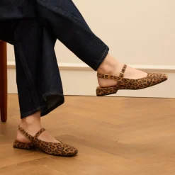 Manfield Leopard suède slingbacks^DAMES Pumps|Slingbacks