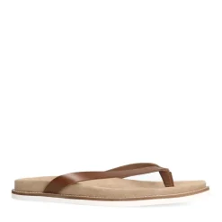 Manfield Leren cognac slippers^Heren Slippers & Sandalen