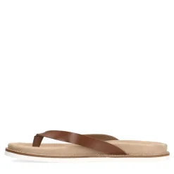 Manfield Leren cognac slippers^Heren Slippers & Sandalen