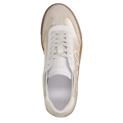 Manfield Leren gouden sneakers met suède details^DAMES Sneakers