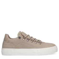 Manfield Licht grijze nubuck sneakers^Heren Sneakers