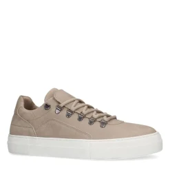 Manfield Licht grijze nubuck sneakers^Heren Sneakers