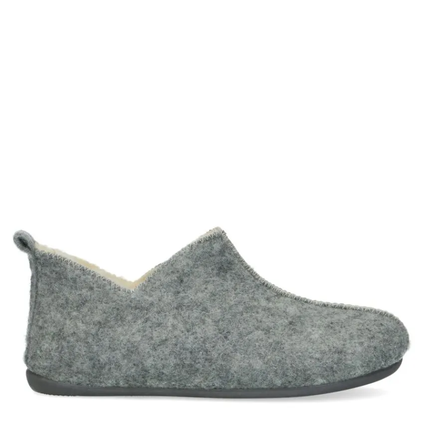 Manfield Licht grijze pantoffels^DAMES Pantoffels