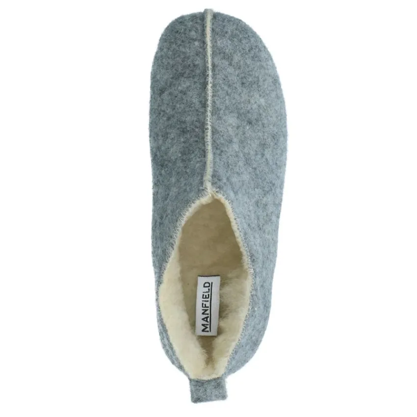 Manfield Licht grijze pantoffels^DAMES Pantoffels