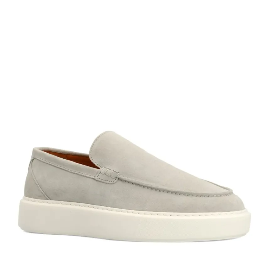 Manfield Licht grijze suède loafers^Heren Loafers