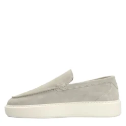 Manfield Licht grijze suède loafers^Heren Loafers