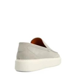 Manfield Licht grijze suède loafers^Heren Loafers