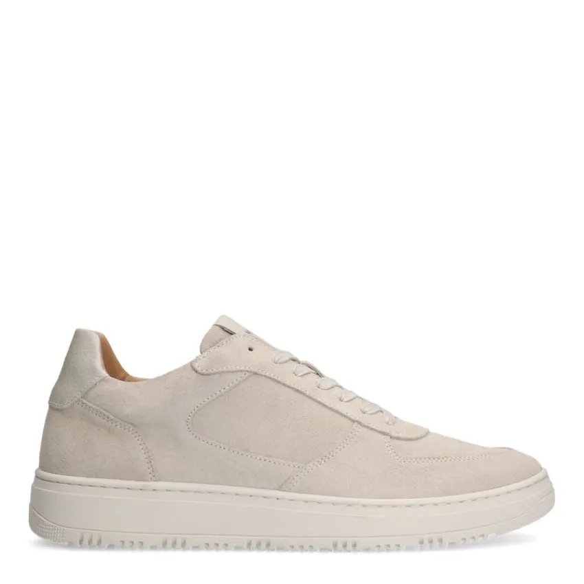 Manfield Licht grijze suède sneakers^Heren Sneakers