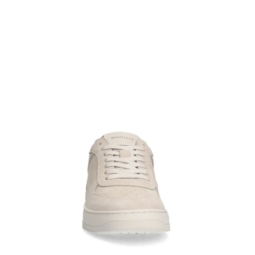 Manfield Licht grijze suède sneakers^Heren Sneakers