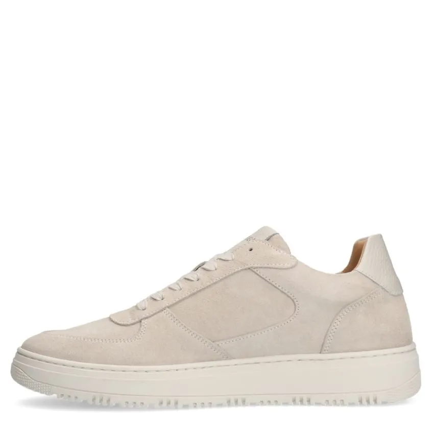 Manfield Licht grijze suède sneakers^Heren Sneakers