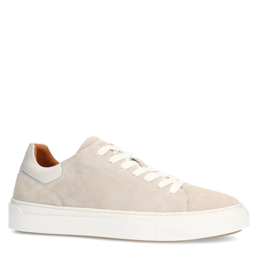 Manfield Licht grijze suède sneakers^Heren Sneakers