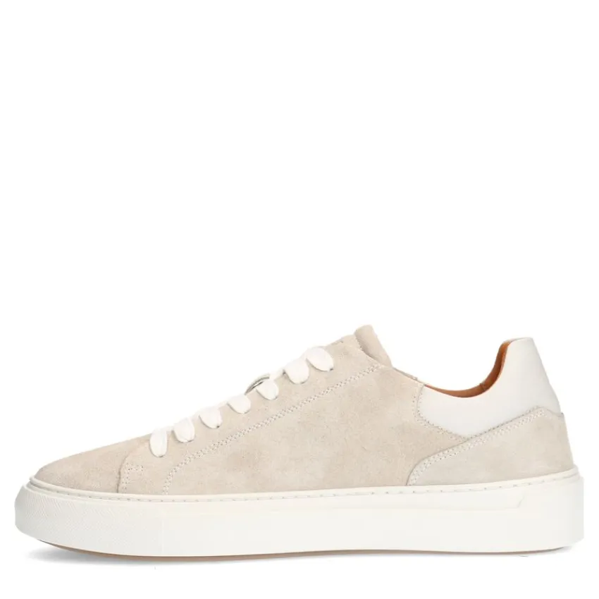 Manfield Licht grijze suède sneakers^Heren Sneakers