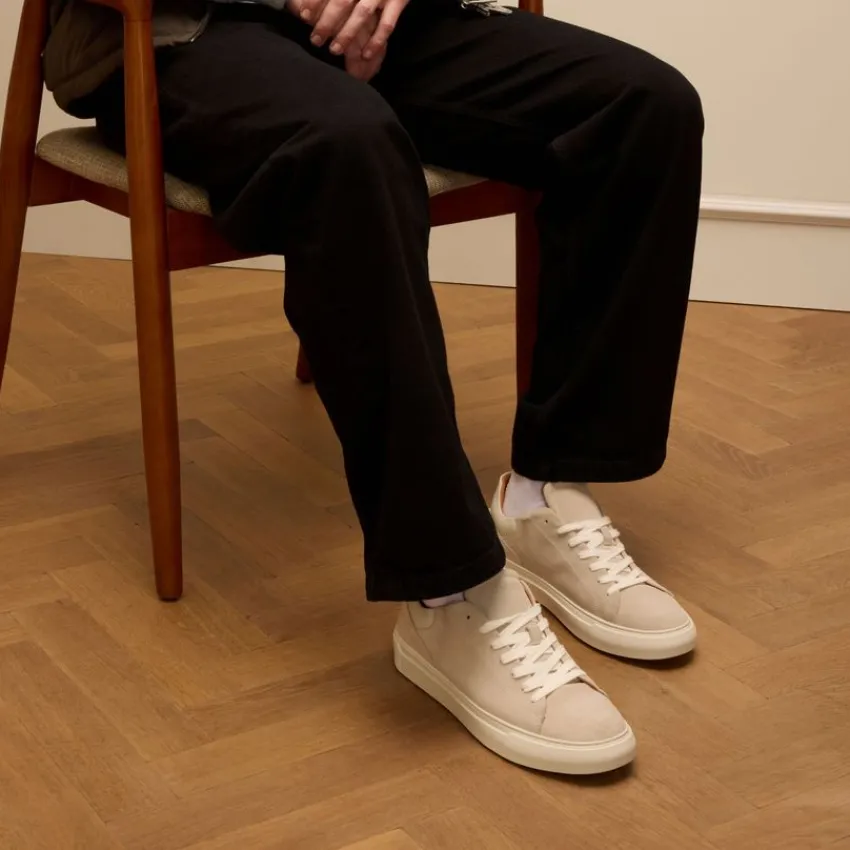 Manfield Licht grijze suède sneakers^Heren Sneakers