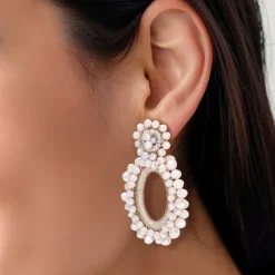 Manfield Licht roze glaskralen oorbellen^ Sieraden