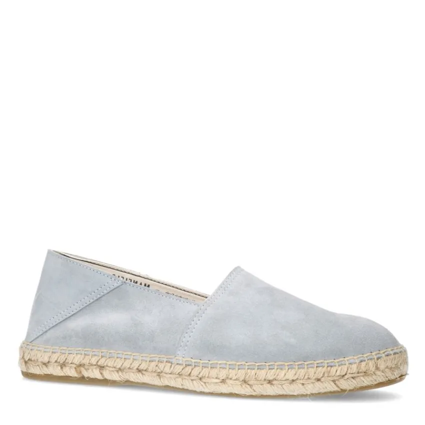 Manfield Lichtblauwe suède espadrilles^Heren Loafers