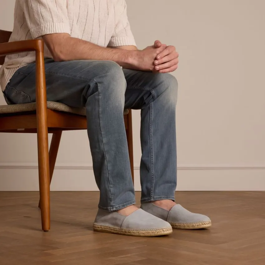 Manfield Lichtblauwe suède espadrilles^Heren Loafers