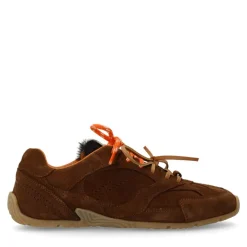 Manfield X Isabelle - Bruine suède sneakers met dubbele veters^DAMES Sneakers