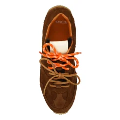 Manfield X Isabelle - Bruine suède sneakers met dubbele veters^DAMES Sneakers