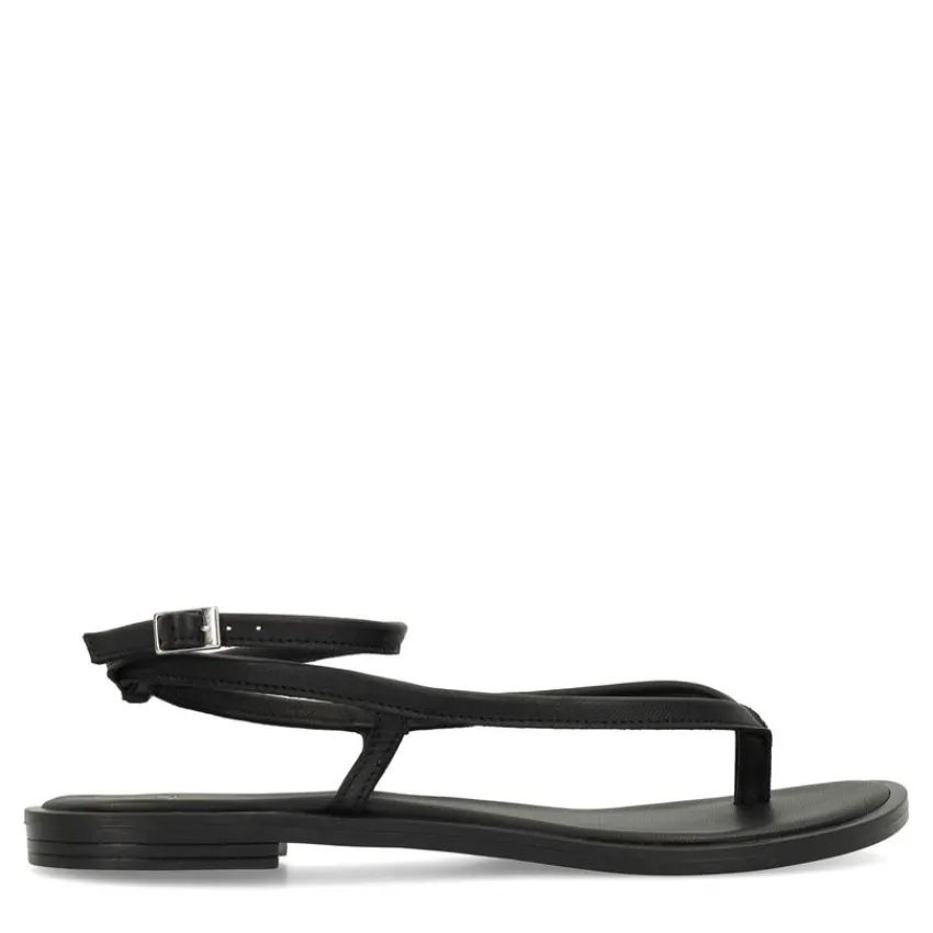 Manfield X Jolielot - Zwarte leren sandalen^DAMES Sandalen