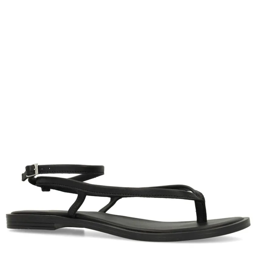 Manfield X Jolielot - Zwarte leren sandalen^DAMES Sandalen