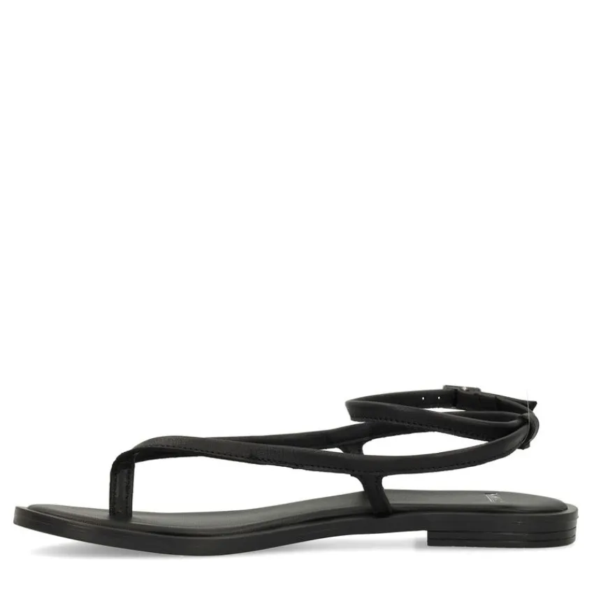 Manfield X Jolielot - Zwarte leren sandalen^DAMES Sandalen