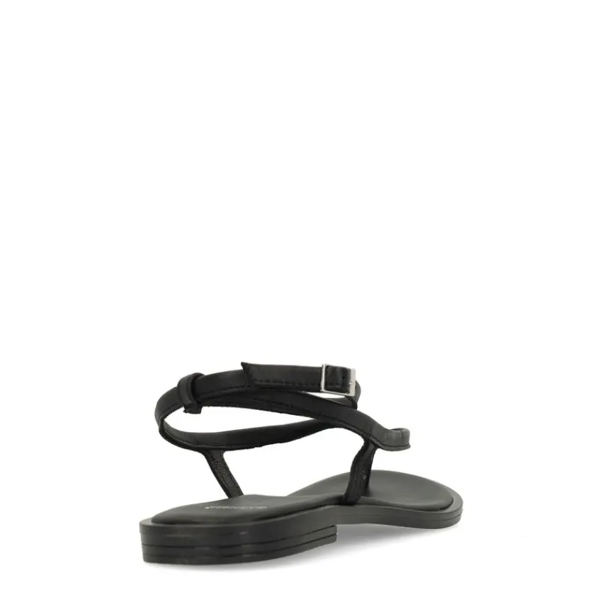 Manfield X Jolielot - Zwarte leren sandalen^DAMES Sandalen